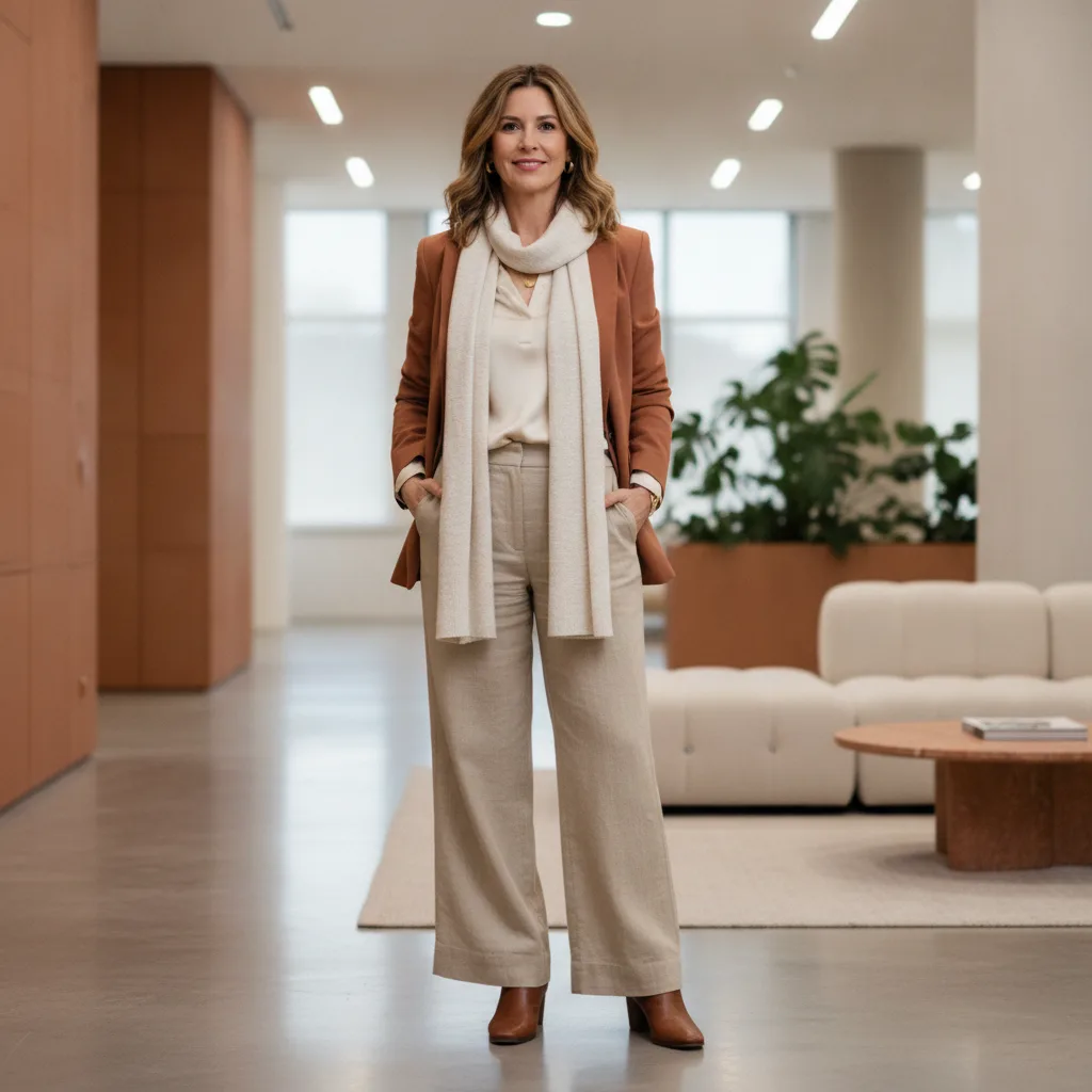 Before and after transformation — woman standing tall with confident presence